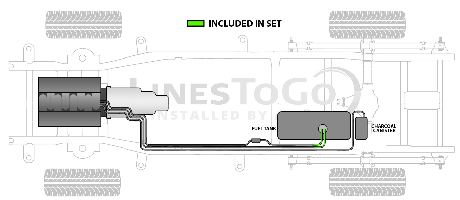 Tuyaux tressés en téflon aramide Chevy S10/GMC Sonoma 2003 entre les conduites de carburant et le réservoir de carburant, cabine multiplace 5071-01A