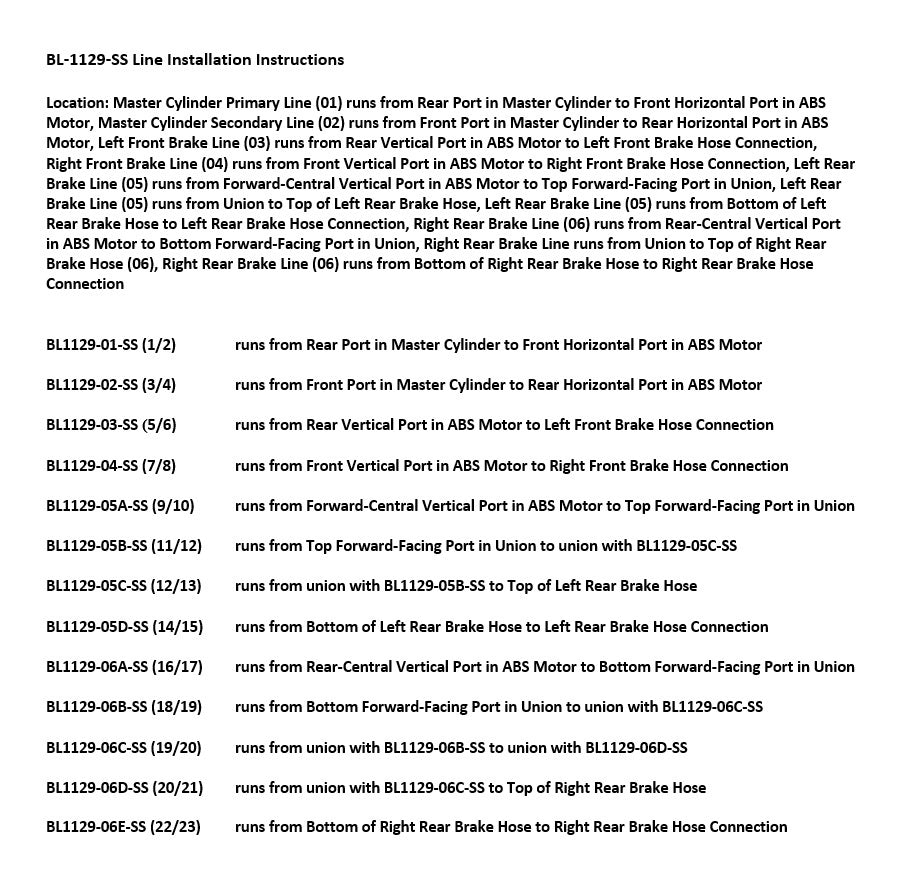 Jeu de conduites de frein Honda Civic 2008 1,8 L BL-1129-SS1B en acier inoxydable