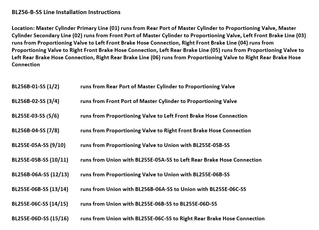 Pontiac Grand Am Brake Line Set 2004 2.2L BL256-B-SS3C Stainless Steel
