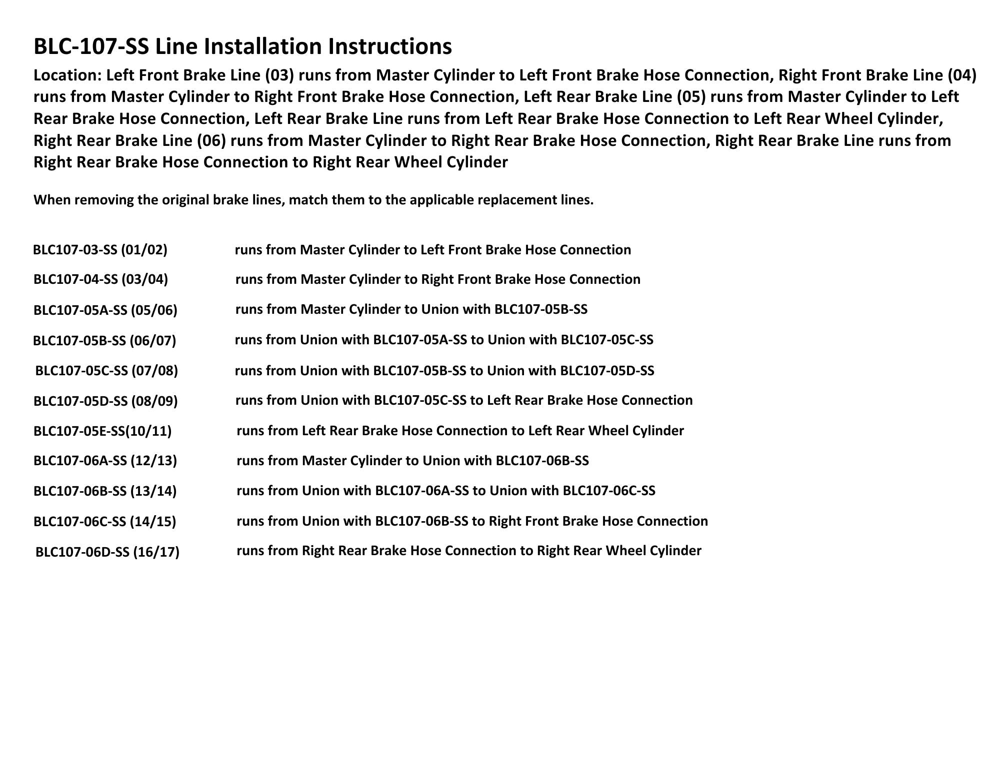 Juego de líneas de freno para Chevy Aveo 2004 BLC-107-SS1A de acero inoxidable