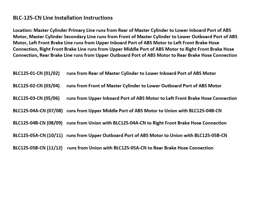 Chevy Silverado Saver's Choice Brake Line Set 2003 2500 HD Ext Cab 6.5ft Bed 6.0L BLC-125-CN1A Cupro-Nickel