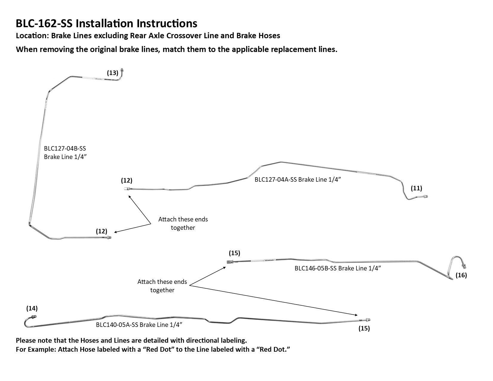 Chevy Silverado Brake Line Set 2003 1500 Reg Cab 8ft Bed 4.8L BLC-162-SS1C Stainless Steel