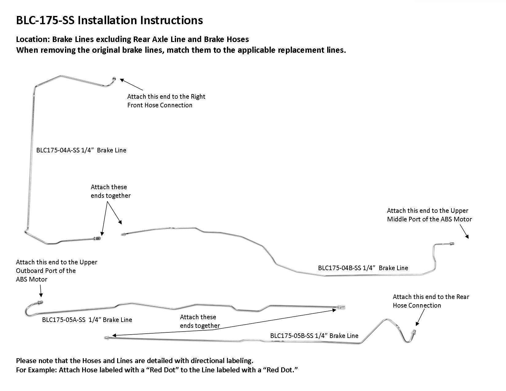 Chevy Silverado Brake Line Set 2000 1500 2WD Reg Cab 8ft Bed 5.3L BLC-175-SS1H Stainless Steel