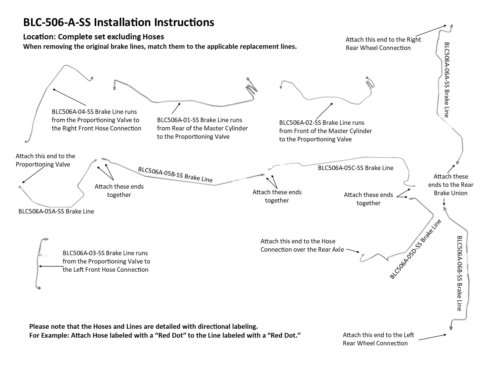 Juego de líneas de freno GMC C2500 1981 Reg Cab 8ft Bed BLC-506-A-SS2A Acero inoxidable