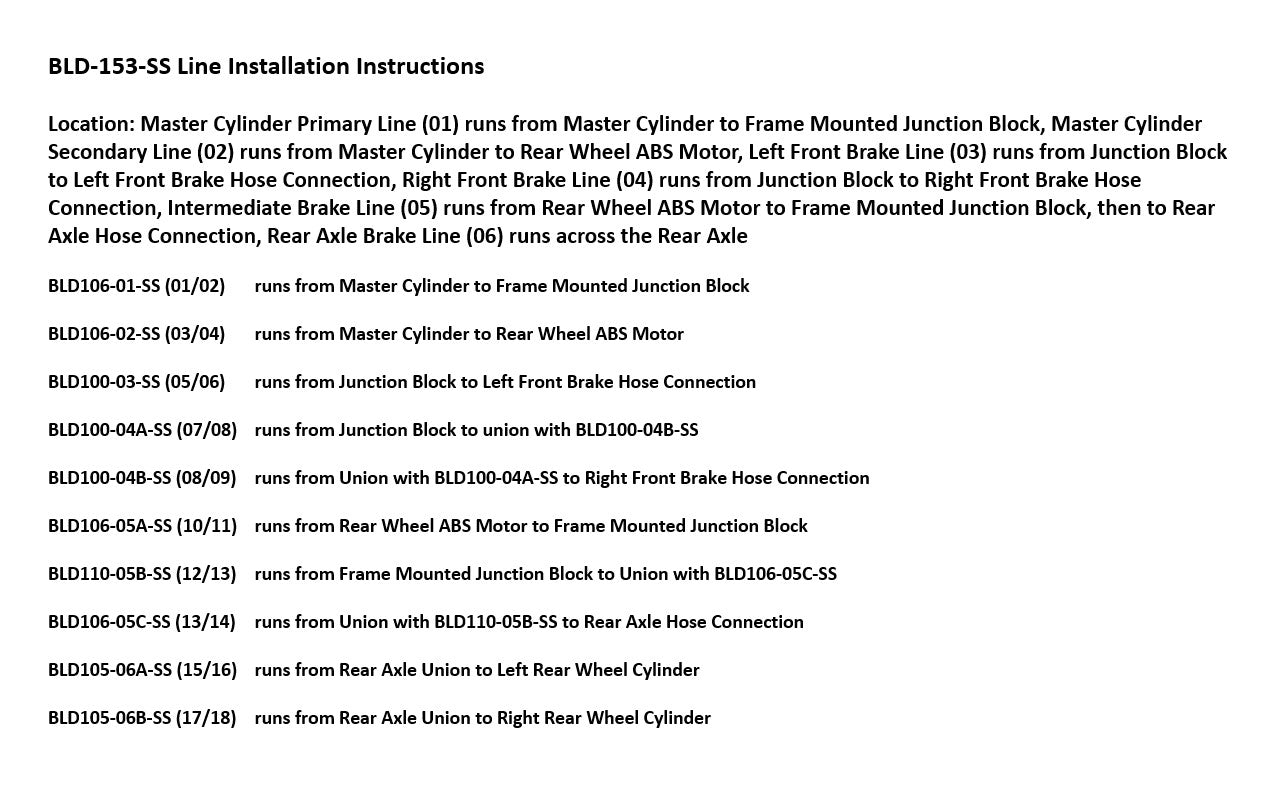 Dodge Dakota Brake Line Set 2002 2WD Quad Cab 5.4ft Bed 4.7L BLD-153-SS2C Stainless Steel