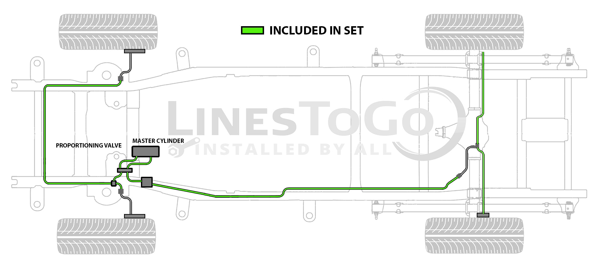 Jeu de conduites de frein Dodge Dakota 2001 2WD Reg Cab 6.5ft Bed 2.5L BLD-164-SS1G Acier inoxydable