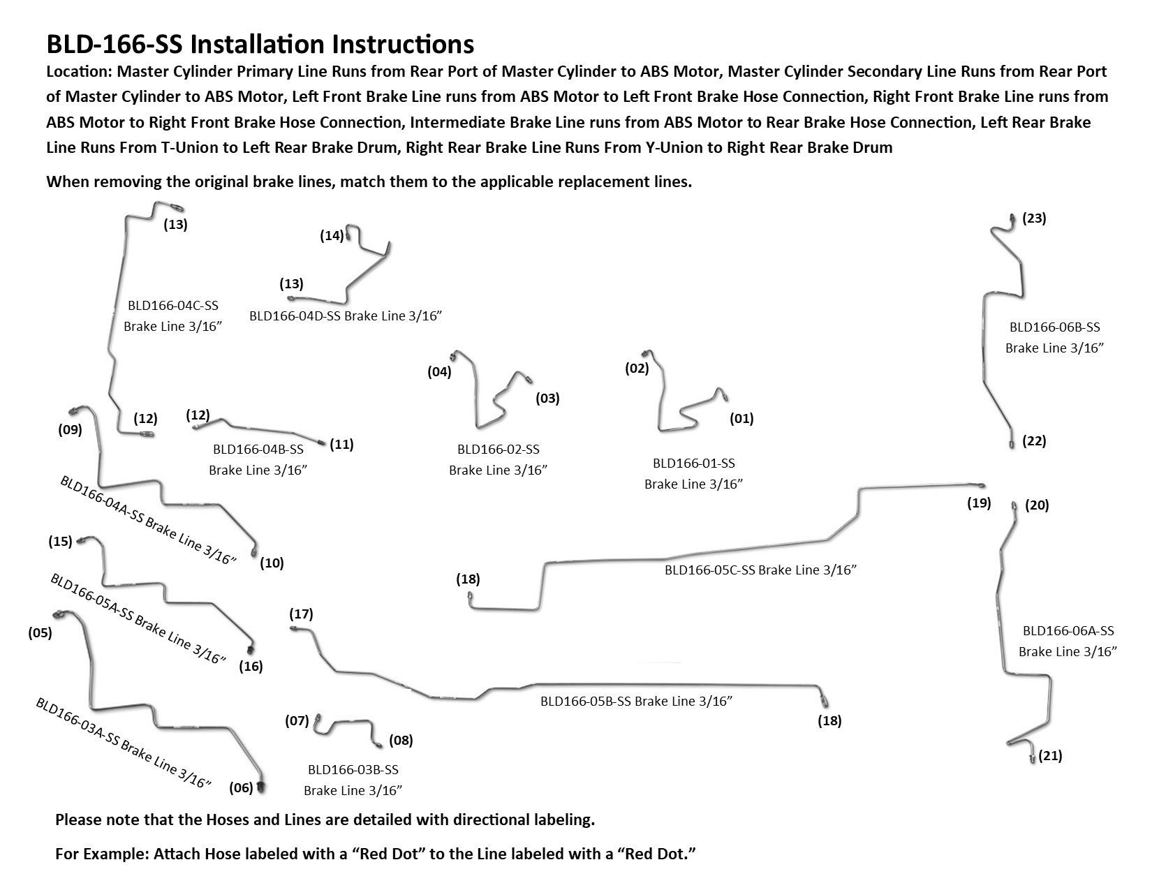 Dodge Dakota Brake Line Set 2006 Quad Cab 5.4ft Bed 4.7L BLD-166-SS2B Stainless Steel