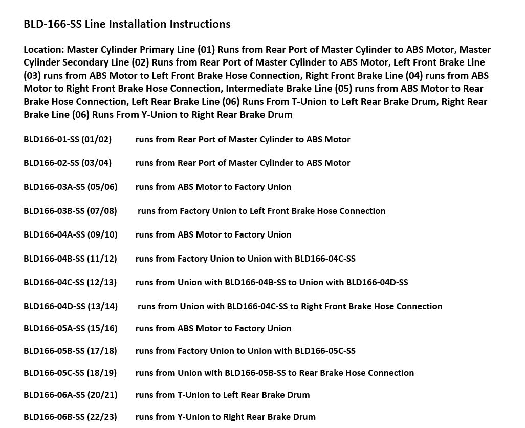 Dodge Dakota Brake Line Set 2006 Quad Cab 5.4ft Bed 4.7L BLD-166-SS2B Stainless Steel
