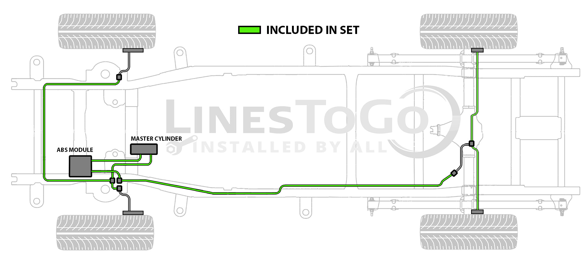 Dodge Dakota Brake Line Set 2006 Quad Cab 5.4ft Bed 4.7L BLD-168-SS2B Stainless Steel