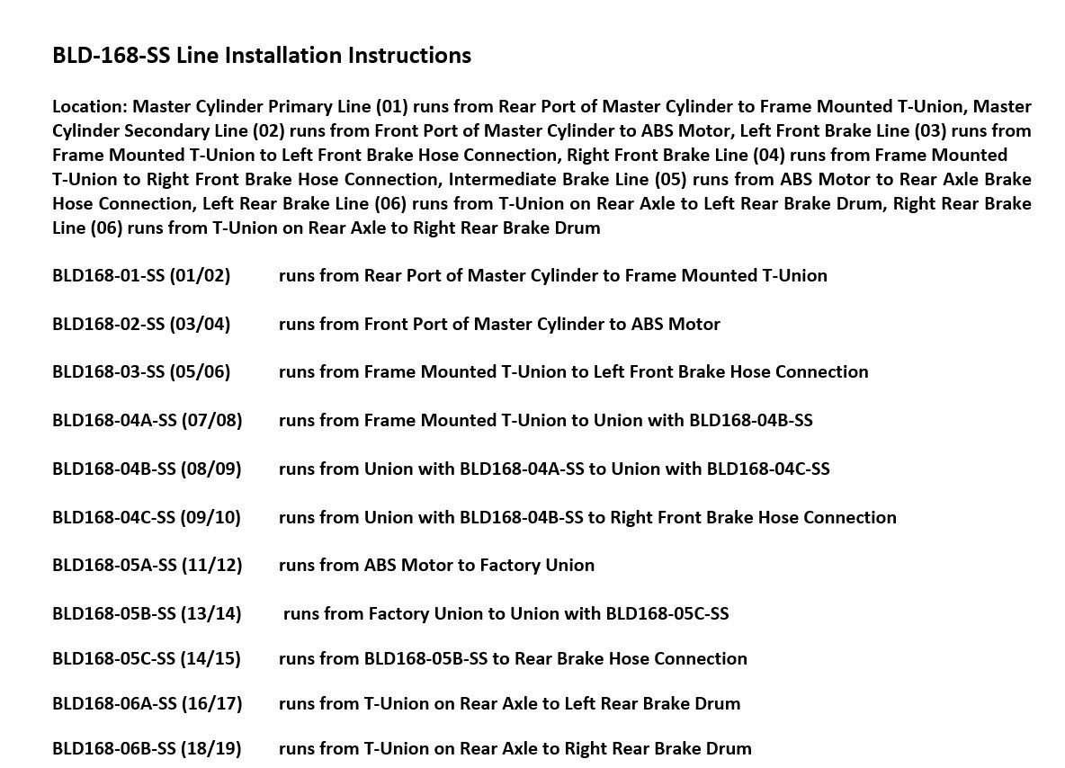 Dodge Dakota Brake Line Set 2006 Quad Cab 5.4ft Bed 4.7L BLD-168-SS2B Stainless Steel