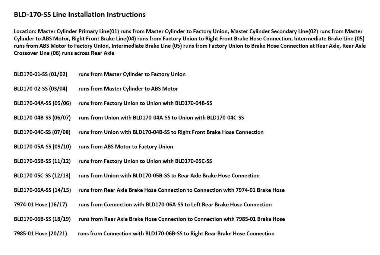 Ensemble de conduites de frein pour camionnette Dodge Ram 2000 1500 2WD Quad Cab 6,5 pi BLD-127-SS1A Acier inoxydable