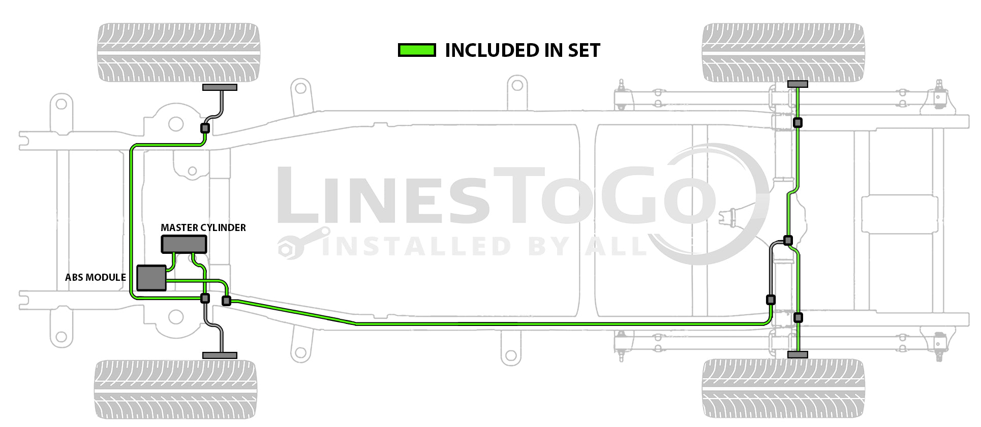 Ensemble de conduites de frein pour camionnette Dodge Ram 2000 1500 2WD Quad Cab 6,5 pi BLD-127-SS1A Acier inoxydable