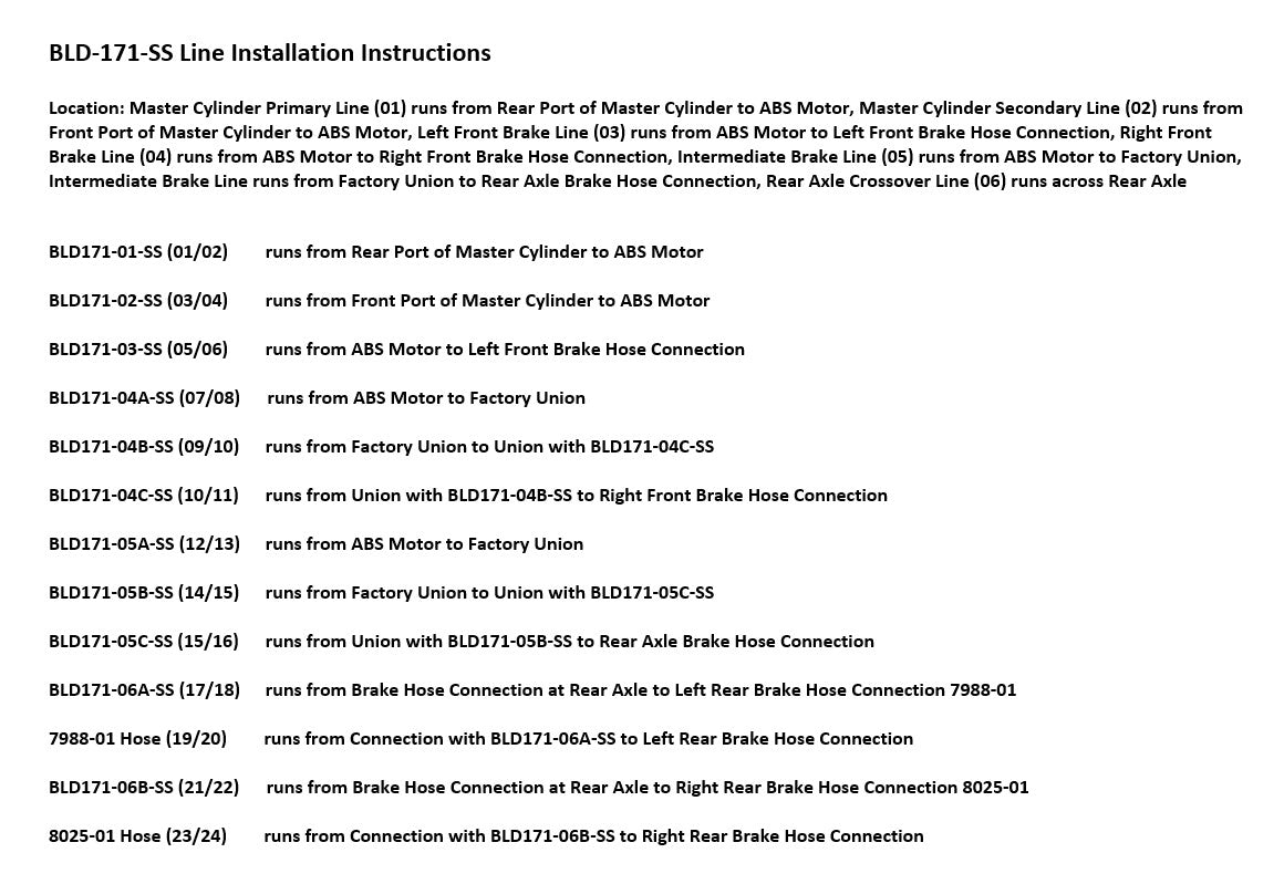 Dodge Ram Brake Line Set 2005 3500 Reg Cab 8ft Bed 5.9L Diesel BLD-171-SS6C Stainless Steel
