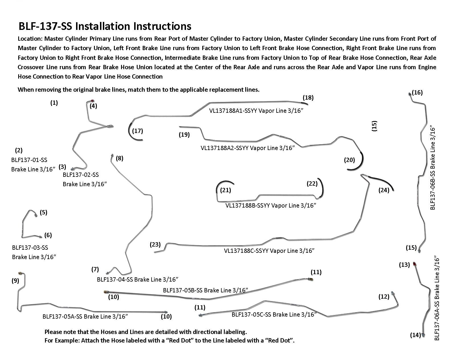 Ford F150 Brake Line Set 1983 2WD Ext Cab 6.5ft Bed 5.0L BLF-137-SS1D Stainless Steel