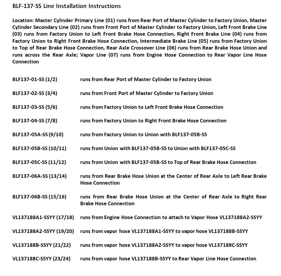 Ford F150 Brake Line Set 1983 2WD Ext Cab 6.5ft Bed 5.0L BLF-137-SS1D Stainless Steel