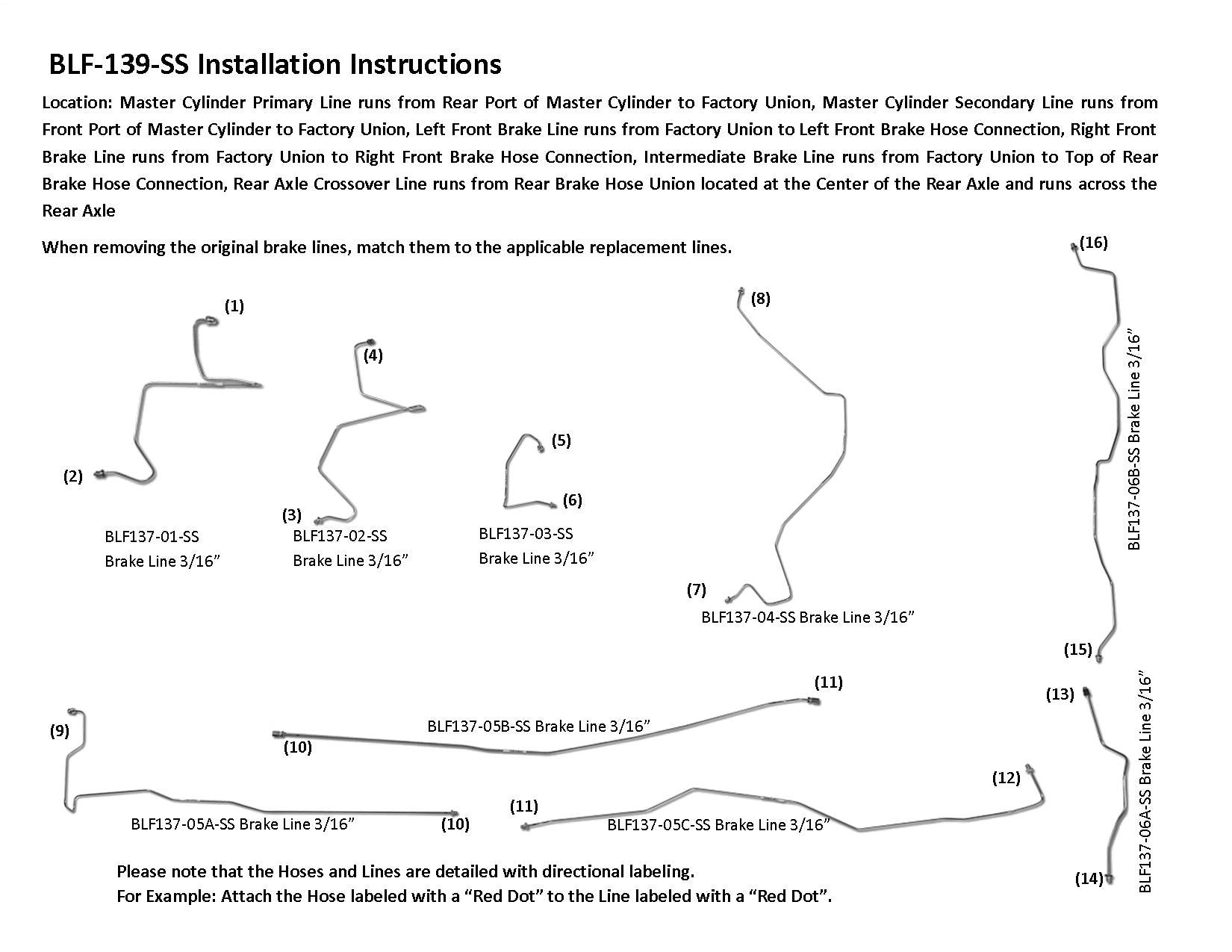 Ford F150 Brake Line Set 1980 2WD Ext Cab 6.5ft Bed 5.0L BLF-139-SS1A Stainless Steel