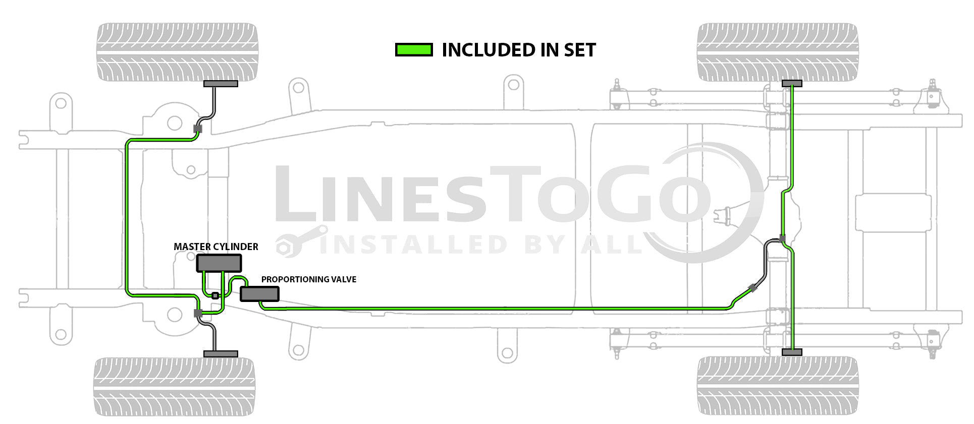 Ford F150 Brake Line Set 1993 4WD Ext Cab 6.5ft Bed 5.8L BLF-140-SS1I Stainless Steel