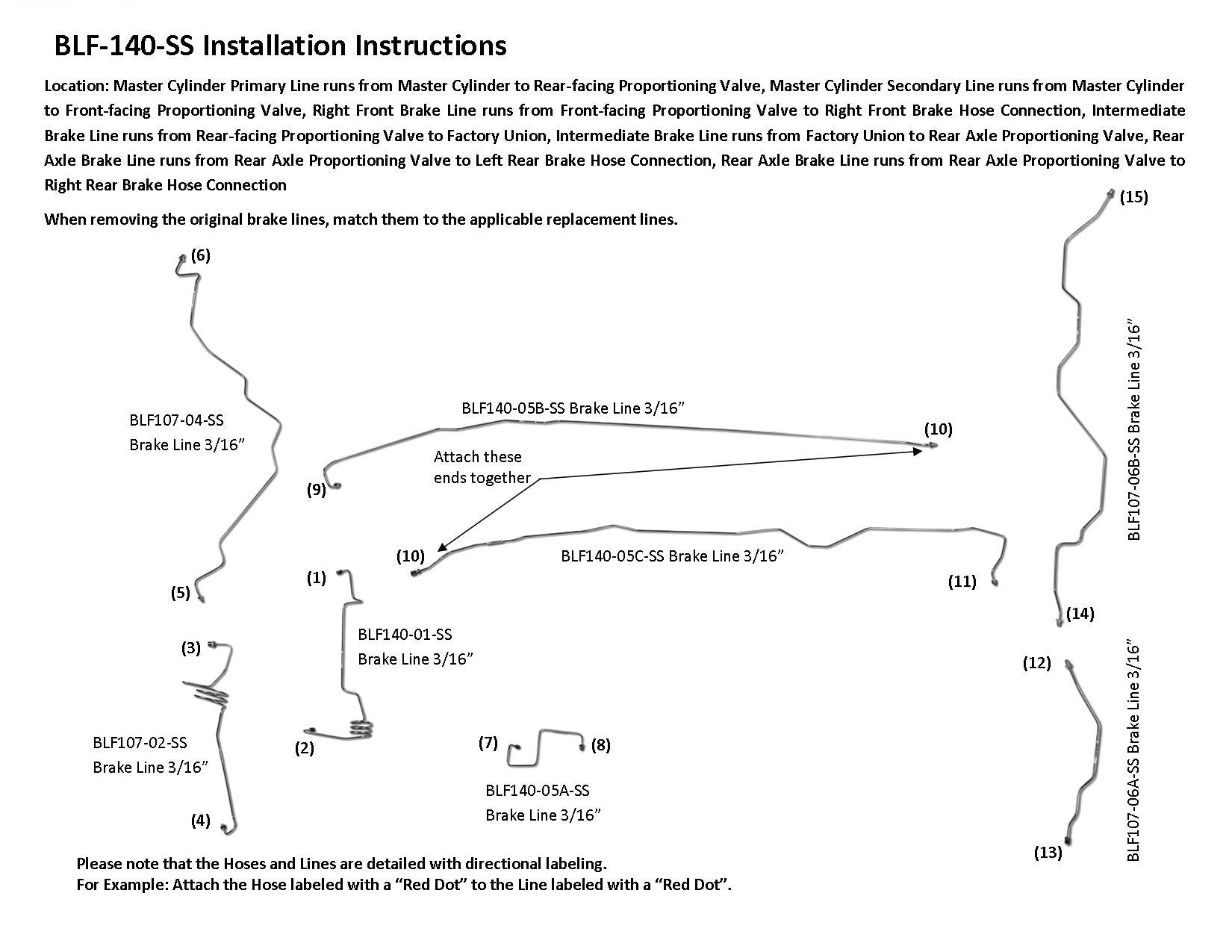 Ford F150 Brake Line Set 1993 4WD Ext Cab 6.5ft Bed 5.8L BLF-140-SS1I Stainless Steel