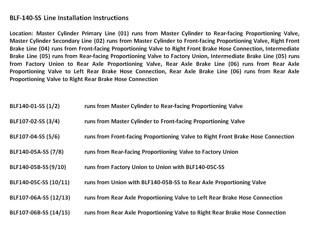 Ford F150 Brake Line Set 1993 4WD Ext Cab 6.5ft Bed 5.8L BLF-140-SS1I Stainless Steel