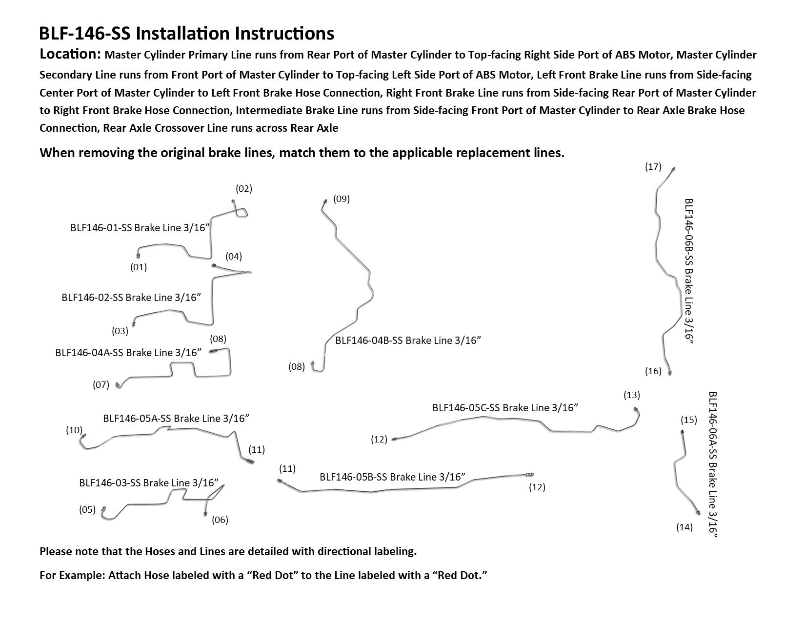Ford Bronco Brake Line Set 1995 5.0L BLF-146-SS1E Stainless Steel