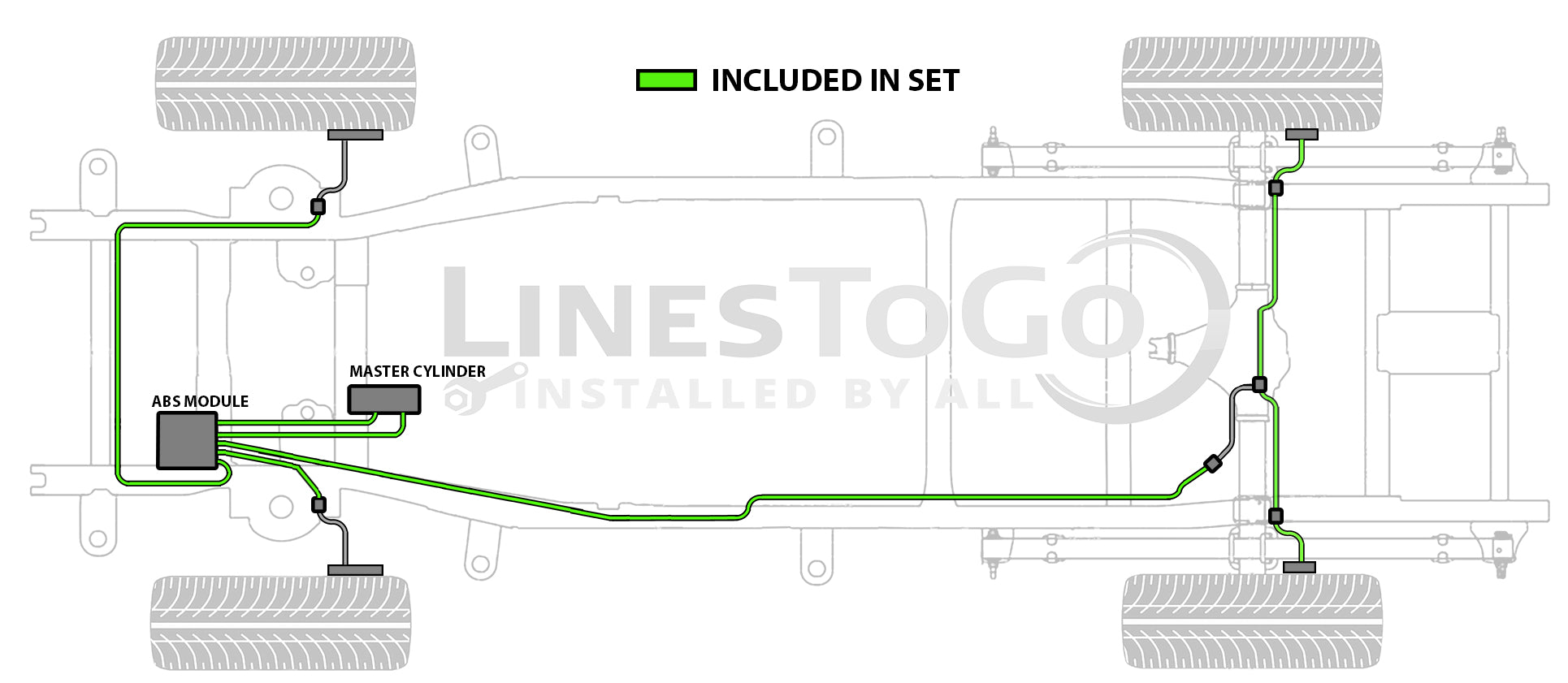 Ford Truck Brake Line Set 1999 F250 4WD Ext Cab 6.5ft Bed 5.4L BLF-147-SS1A Stainless Steel