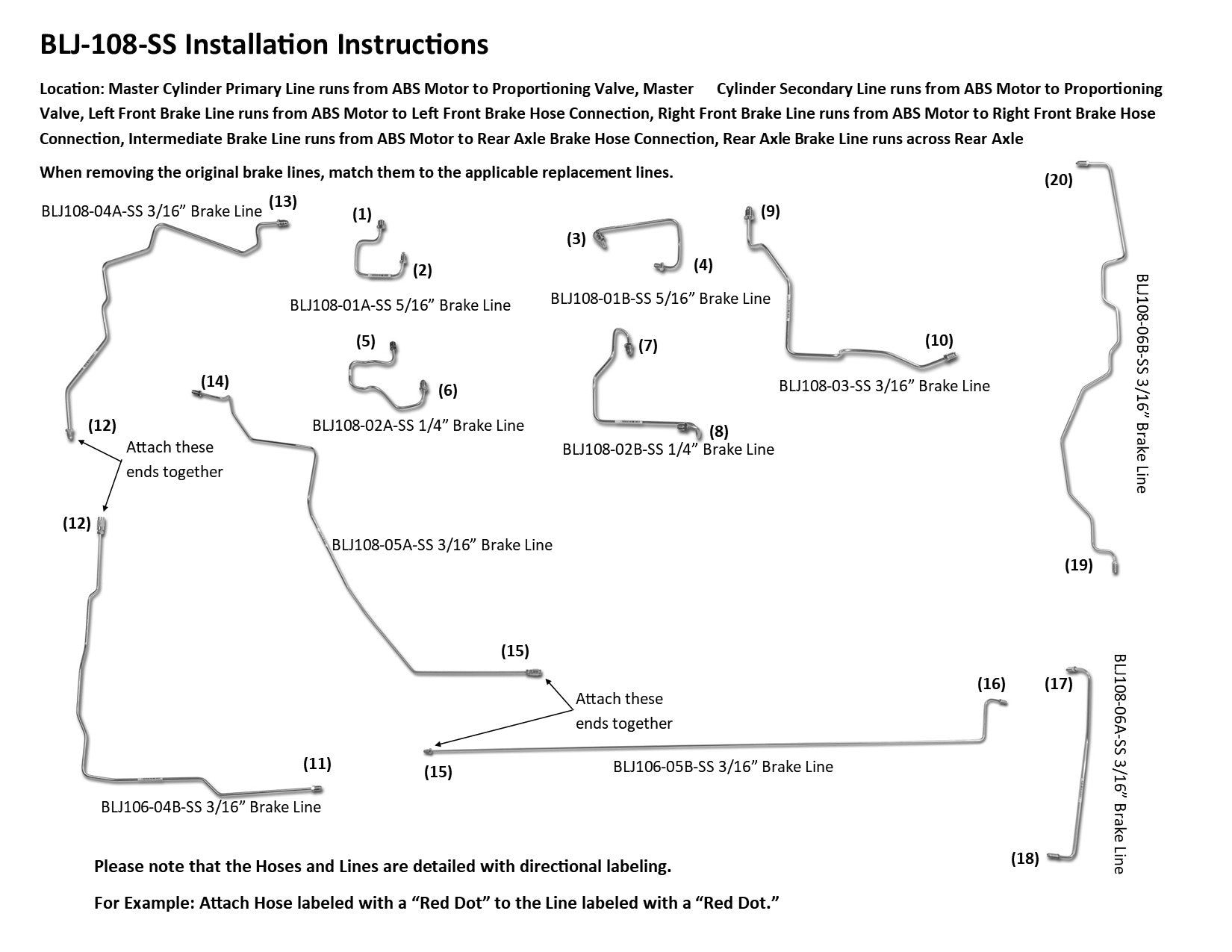 Jeep Grand Cherokee Brake Line Set 1995 4WD 5.2L BLJ-108-SS1H Stainless Steel