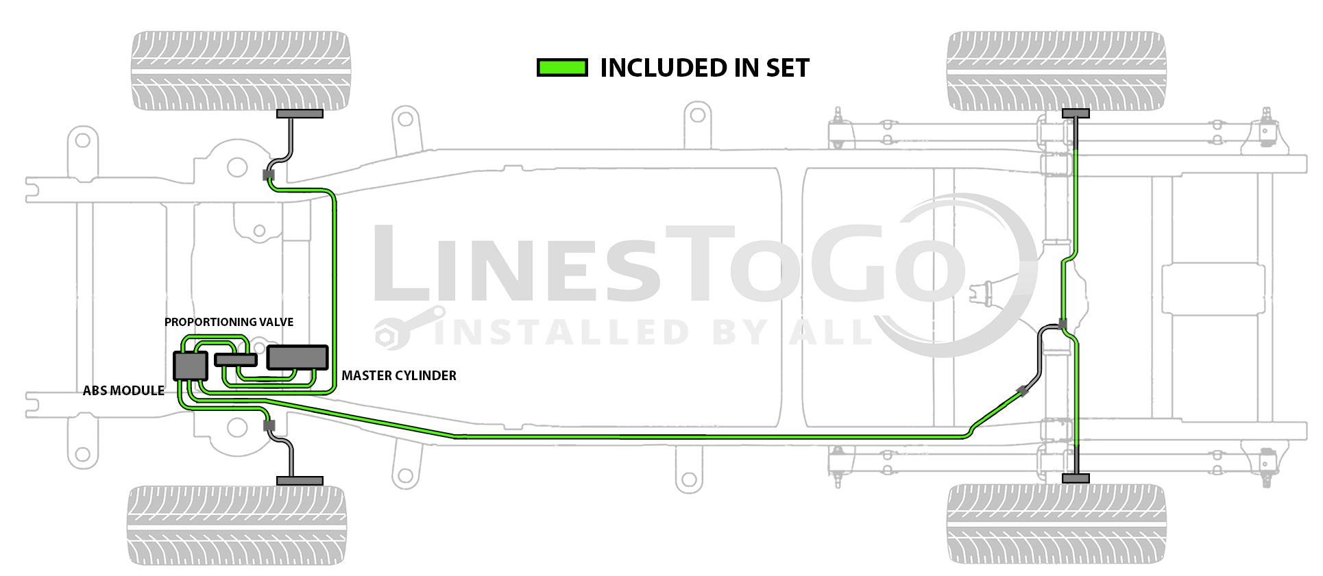 Juego de conductos de freno para Jeep Grand Cherokee 1998 5.9L BLJ-109-SS1E Acero inoxidable