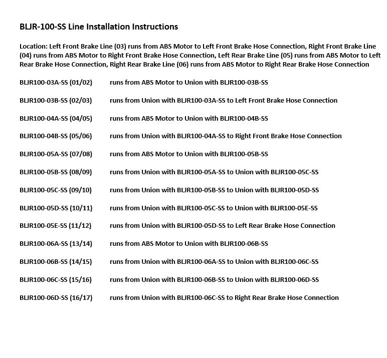 Jaguar X-Type Brake Line Set 2004 3.0L BLJR-100-SS1D Stainless Steel