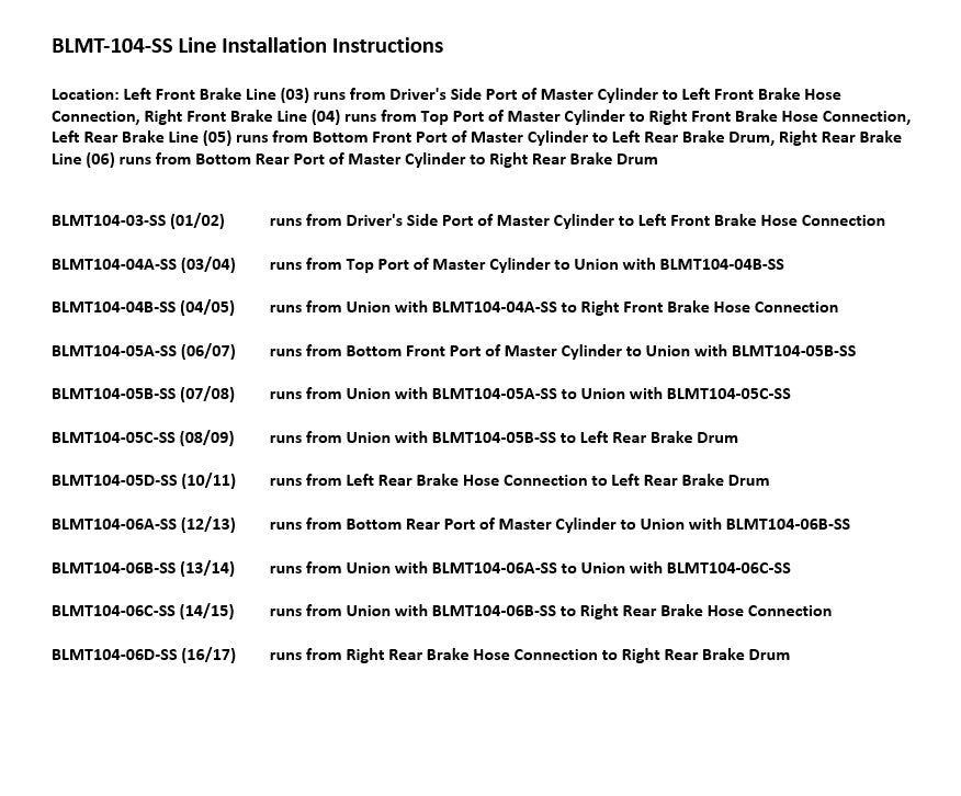 Juego de conductos de freno Mitsubishi Lancer 2003 2.0L BLMT-104-SS1B Acero inoxidable