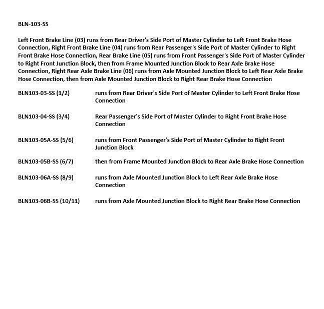 Nissan 240SX Brake Line Set 1990 2.4L BLN-103-SS1B Stainless Steel