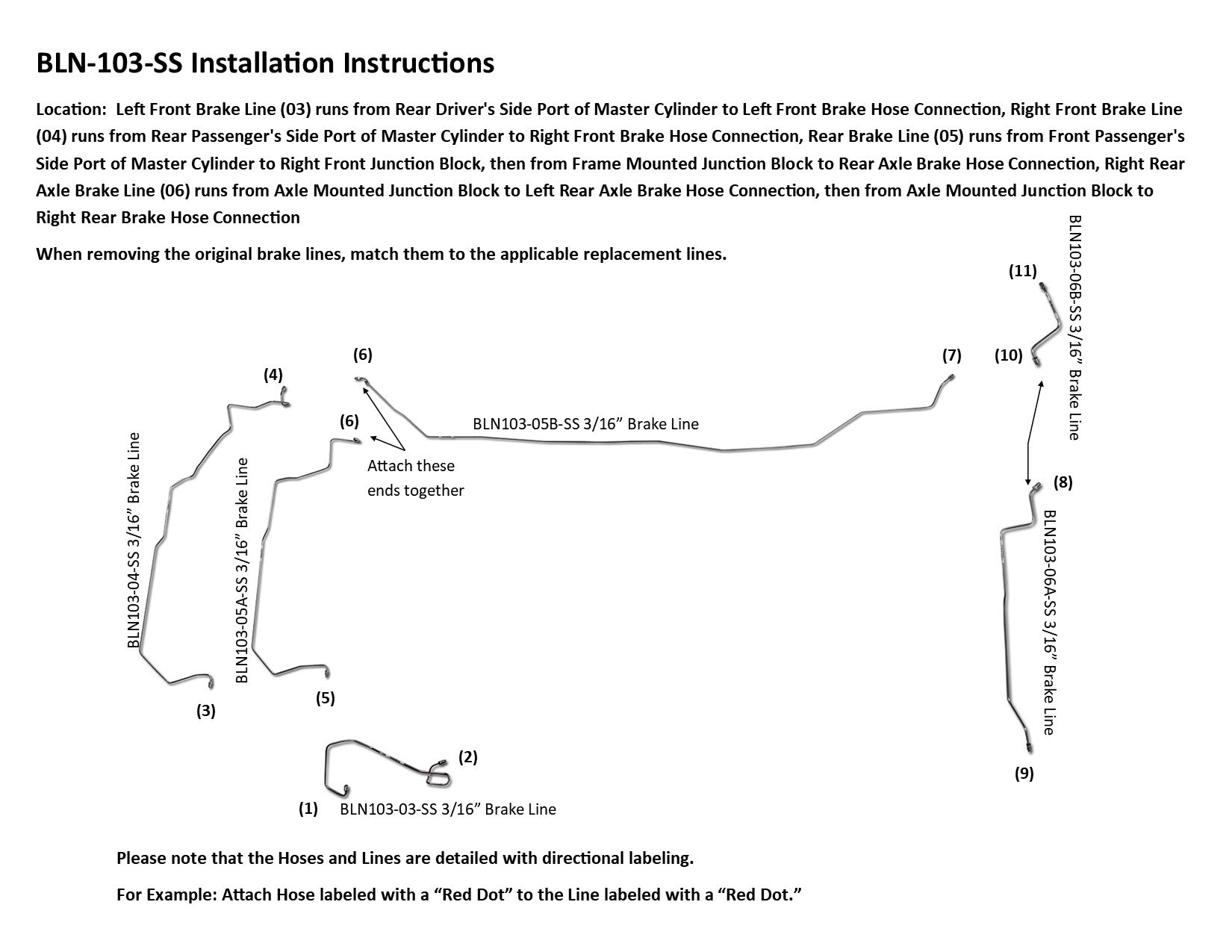 Nissan 240SX Brake Line Set 1993 2.4L BLN-103-SS1E Stainless Steel