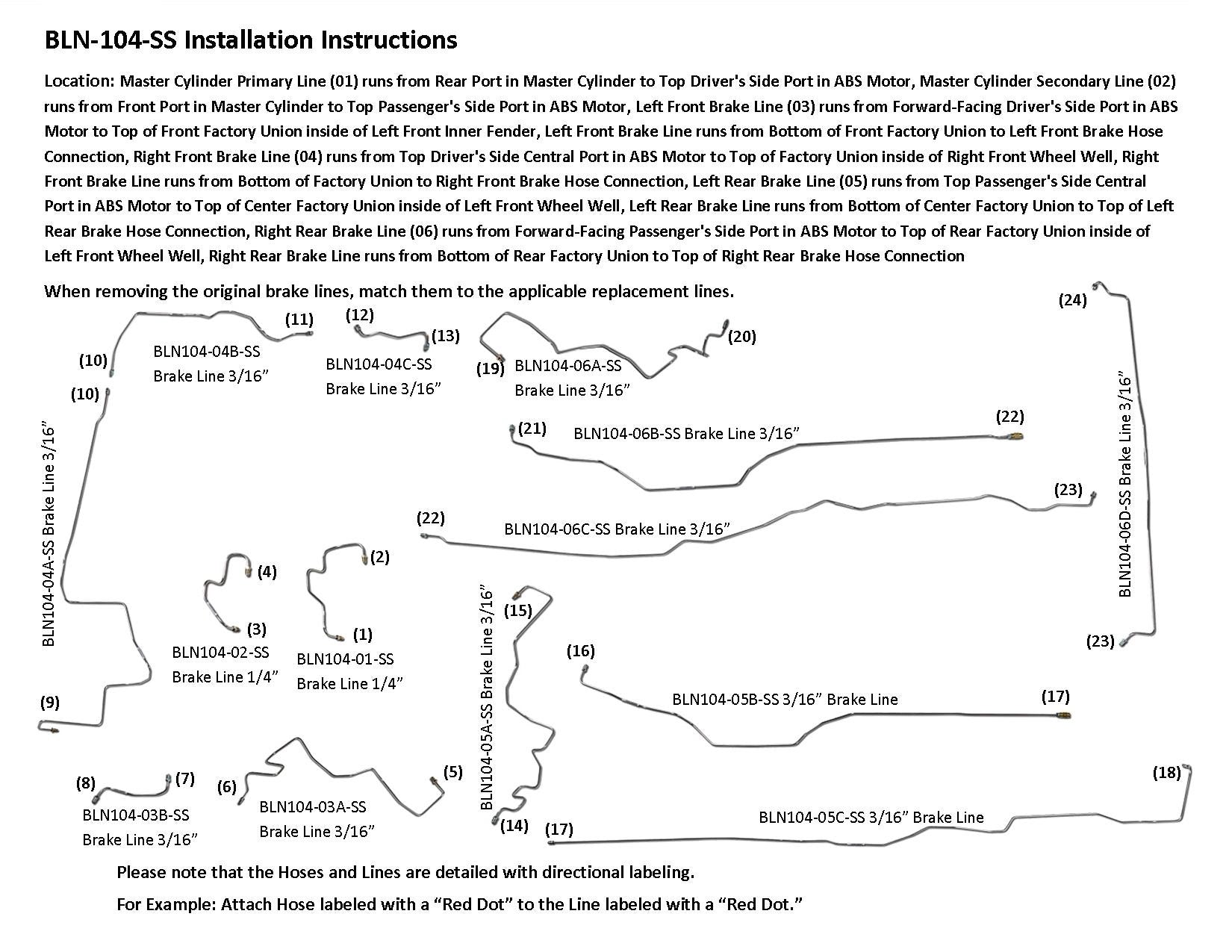 Nissan Frontier Brake Line Set 2011 King Cab 6.1ft Bed 2.5L BLN-104-SS1I Stainless Steel