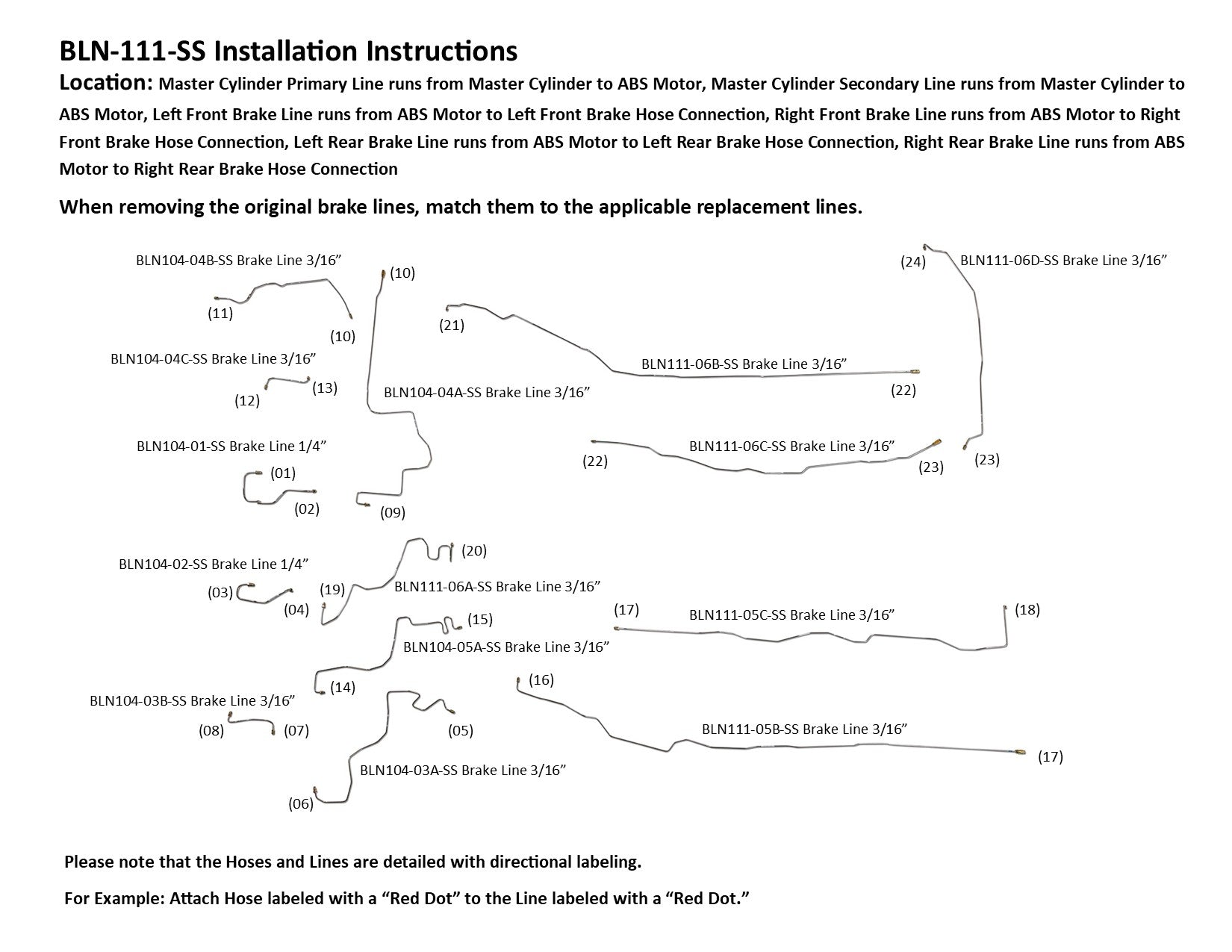 Nissan Frontier Brake Line Set 2012 Crew Cab 6.1ft Bed 4.0L BLN-111-SS1F Stainless Steel