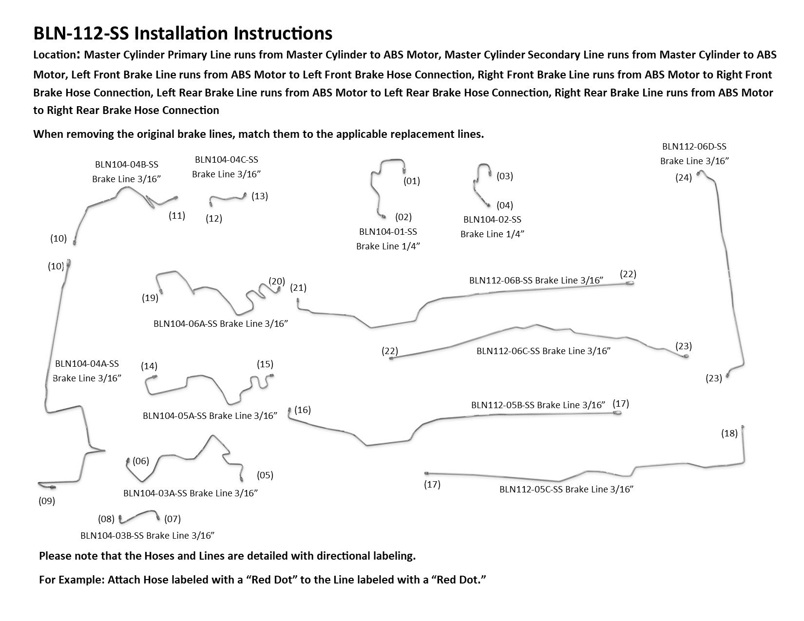 Nissan Frontier Brake Line Set 2012 Crew Cab 4.95ft Bed 4.0L BLN-112-SS1F Stainless Steel