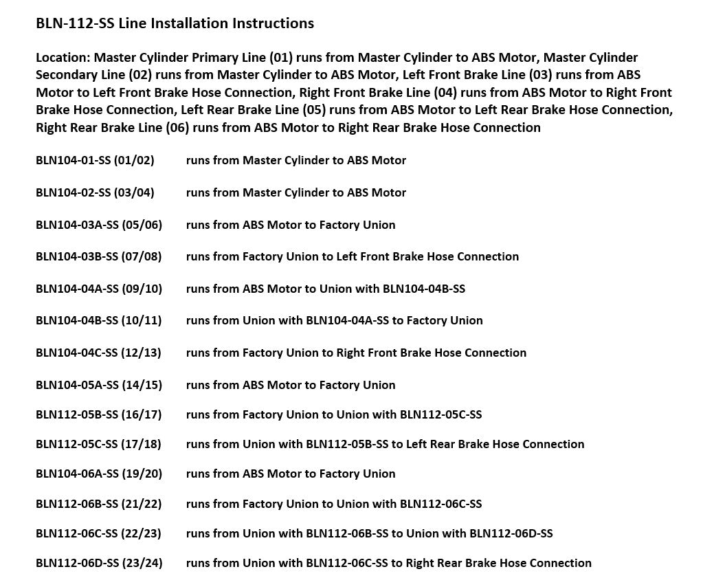 Nissan Frontier Brake Line Set 2012 Crew Cab 4.95ft Bed 4.0L BLN-112-SS1F Stainless Steel