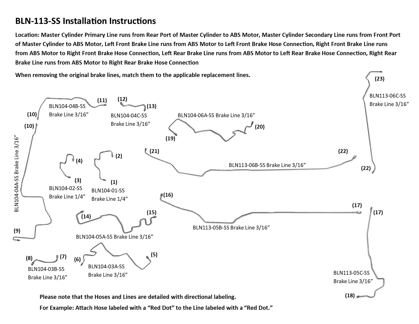 Nissan Pathfinder Brake Line Set 2011 4.0L BLN-113-SS1J Stainless Steel
