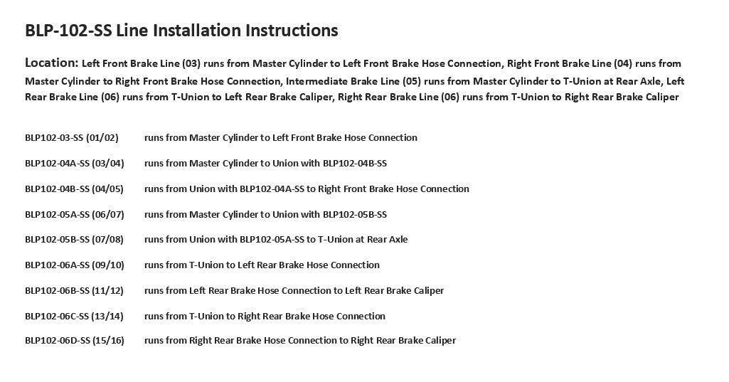 Porsche 944 Brake Line Set 1983 2.5L BLP-102-SS1B Stainless Steel
