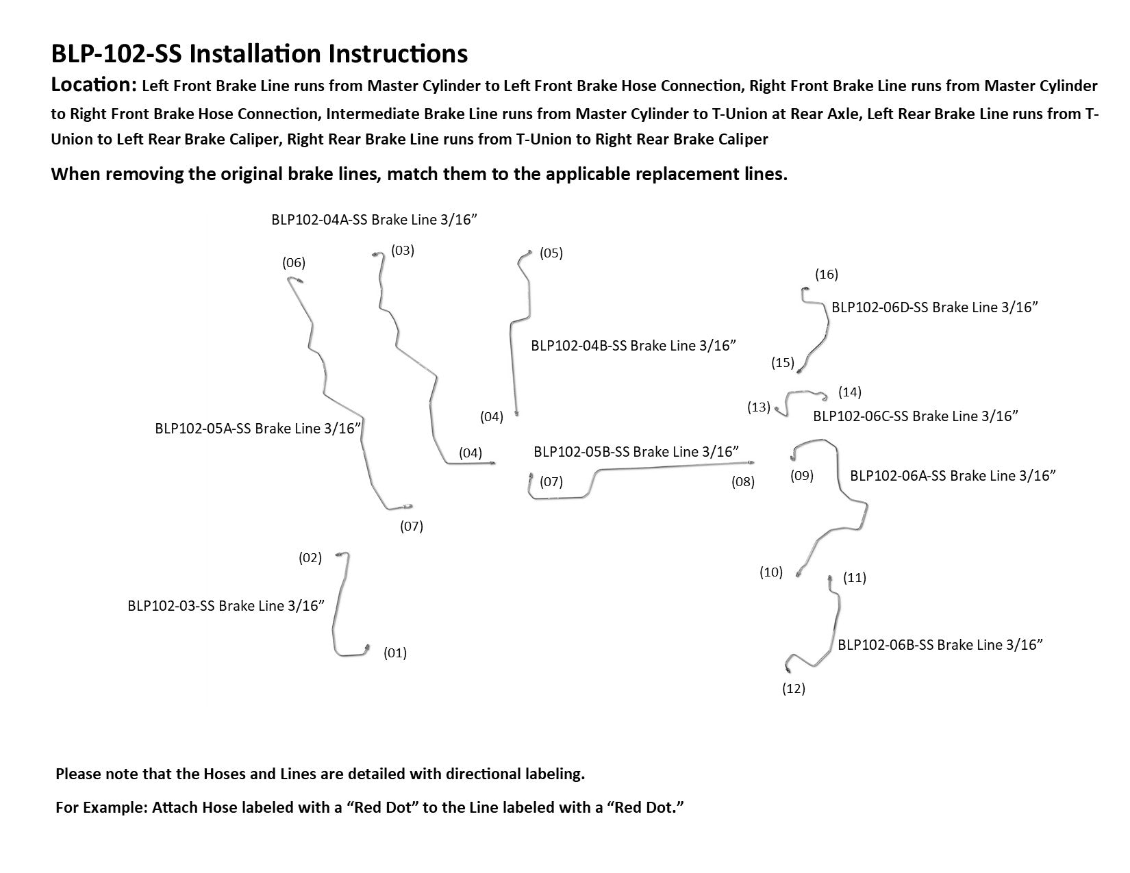 Porsche 944 Brake Line Set 1983 2.5L BLP-102-SS1B Stainless Steel