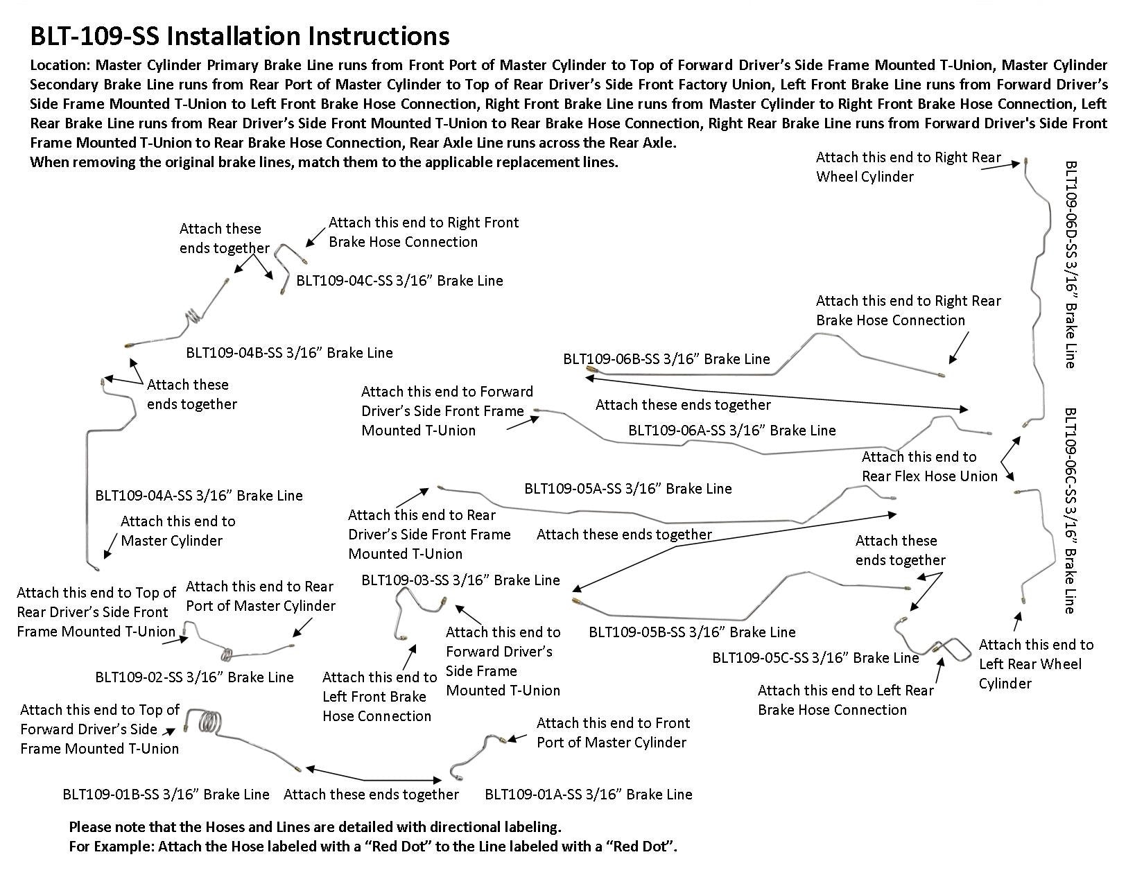 Toyota Tacoma Brake Line Set 2001 RWD Double Cab 5ft Bed 2.4L BLT-109-SS1A Stainless Steel