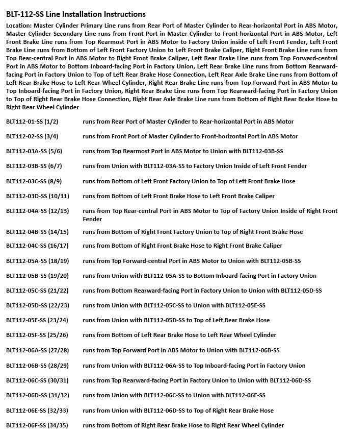 Ensemble de conduites de frein pour Toyota Tacoma 2009 Base 4WD Access Cab 6ft Bed 2.7L BLT-112-SS1C Acier inoxydable