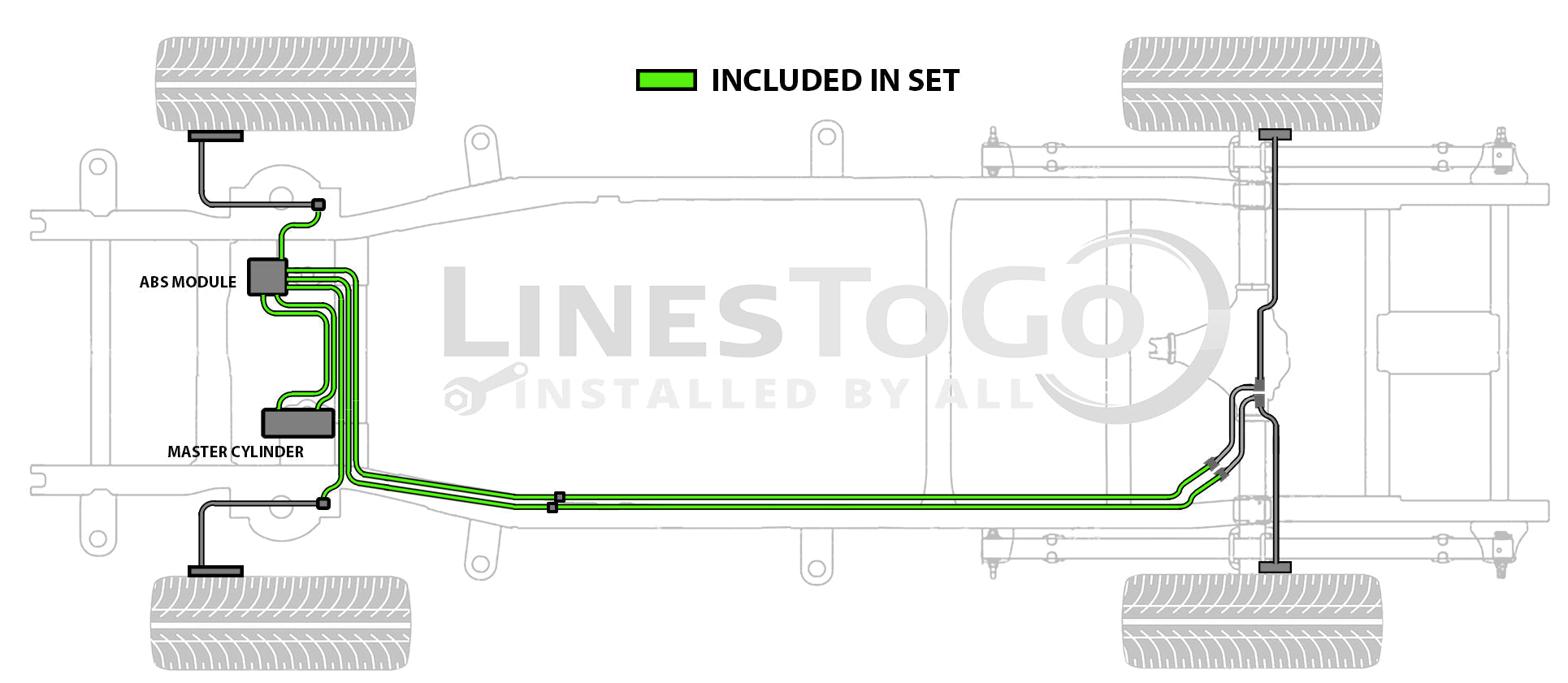 Toyota Tacoma PreRunner Brake Line Set 2011 2WD Double Cab 6ft Bed 2.7L BLT-130-SS1C Stainless Steel