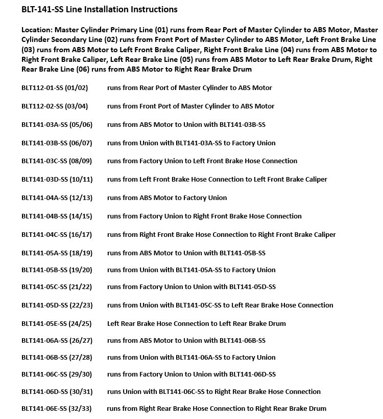 Ensemble de conduites de frein pour Toyota Tacoma 2011 Base 2WD Double Cab 5ft Bed 2.7L BLT-122-SS2B Acier inoxydable