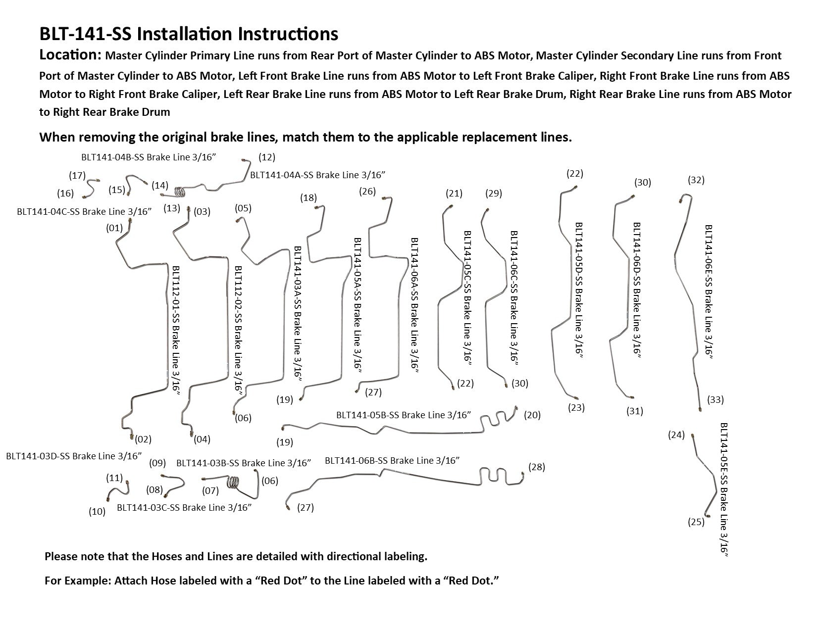 Ensemble de conduites de frein pour Toyota Tacoma 2011 Base 2WD Double Cab 5ft Bed 2.7L BLT-122-SS2B Acier inoxydable
