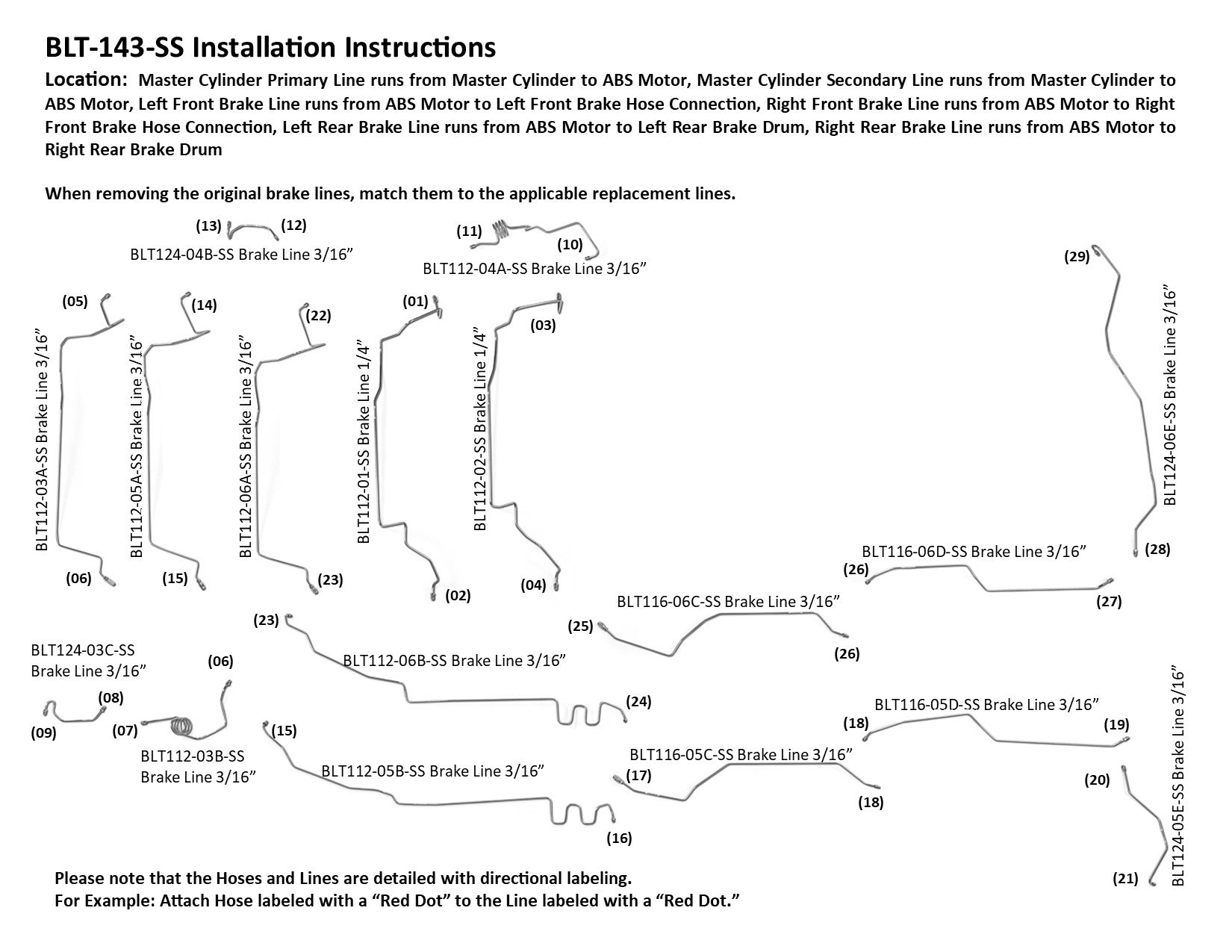 Juego de líneas de freno para Toyota Tacoma 2009 PreRunner 2WD Reg Cab 6ft Bed 2.7L BLT-121-SS2A Acero inoxidable