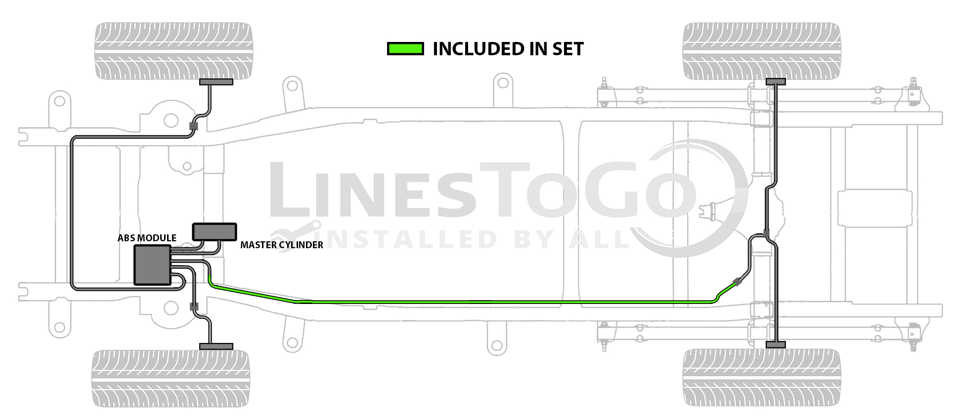 Juego de línea de combustible trasera para camioneta Chevy con línea de freno intermedia 1996 K3500 4WD Crew Cab 8 ft Bed 5.7L FL246-D1E