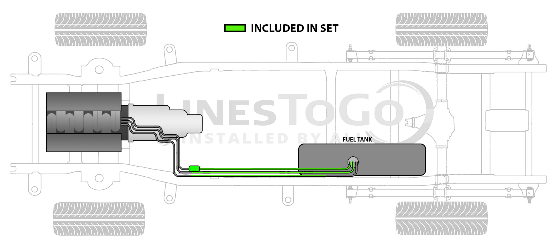 Ensemble de conduites de carburant arrière pour camion GMC avec conduite de frein intermédiaire 1992 K3500 4WD Crew Cab 8ft Bed 7.4L FL246-D2G