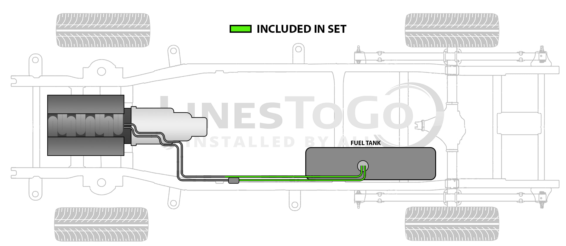 Chevy Truck Rear Fuel Line Set with Intermediate Brake Line 2000 K3500 4WD Crew Cab 8 ft Bed 6.5L Diesel FL246-DD1J