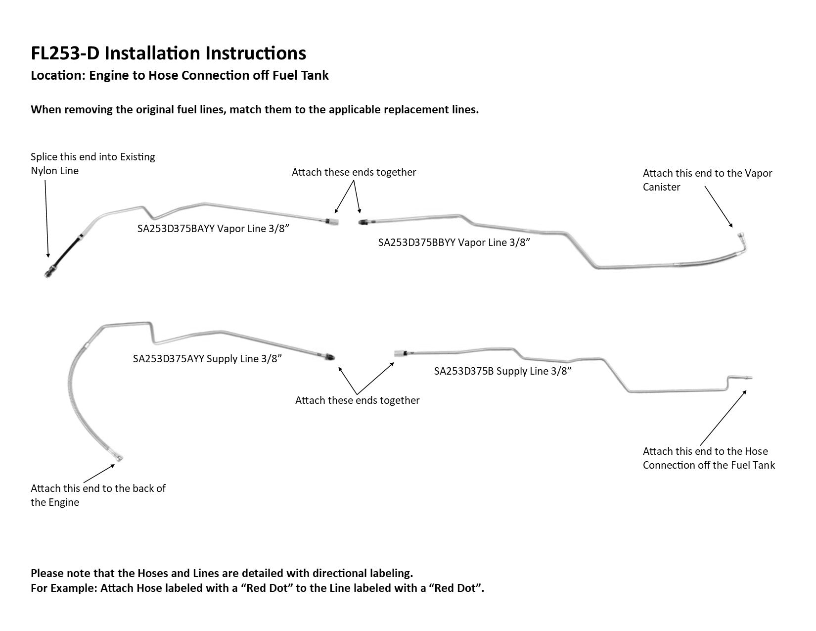 Saturn Vue Fuel Line Set 2005 2.2L FL253-D1B
