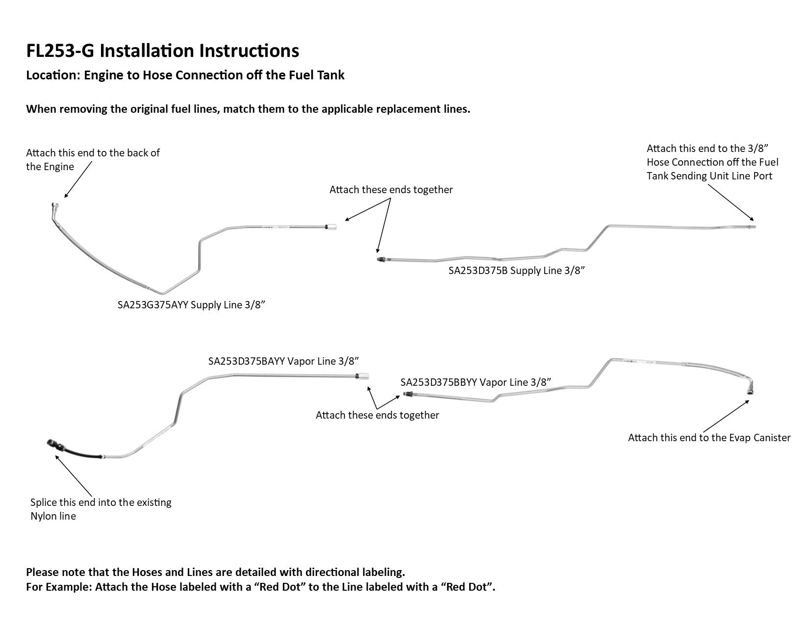 Saturn Vue Fuel Line Set 2006 3.5L FL253-G1C