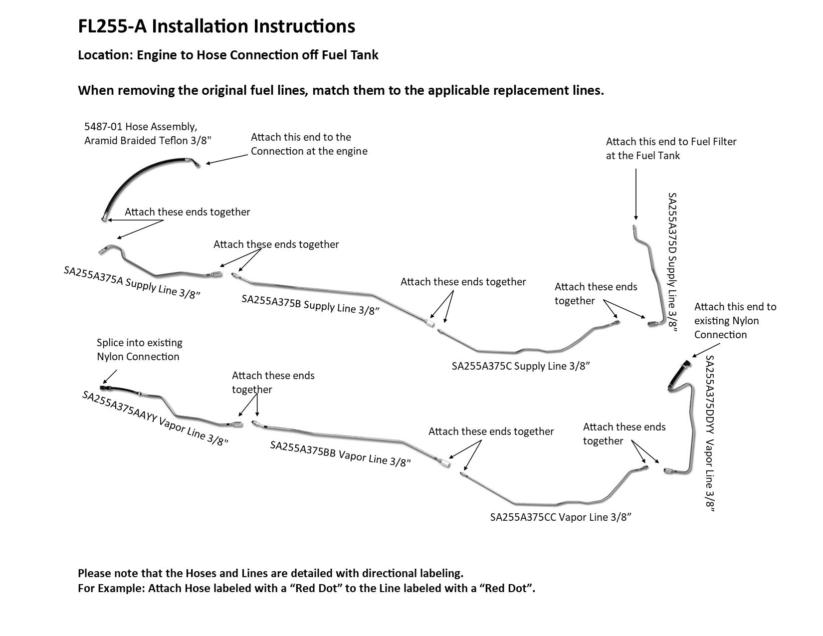Chevy Cobalt Fuel Line Set 2007 2 & 4 Door 2.2L w/External Fuel Filter FL255-A1C